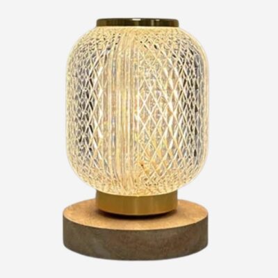 Lampe de table cristal bois style moderne