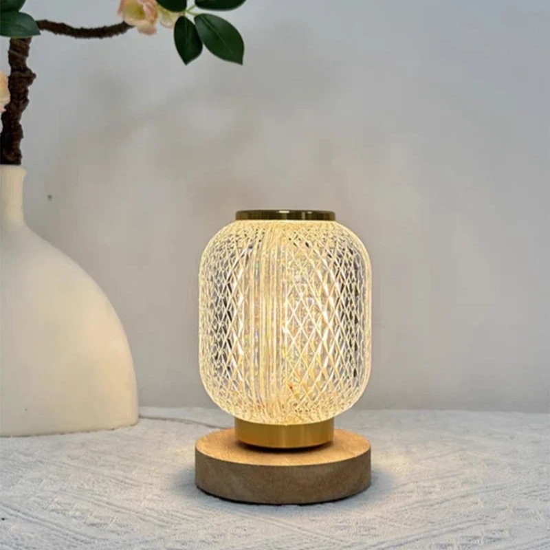 Lampe de table cristal bois style moderne