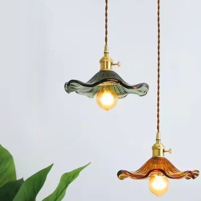 Suspension vintage en verre style rétro