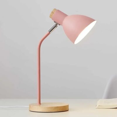Lampe de Bureau Métal Bois Design Minimaliste