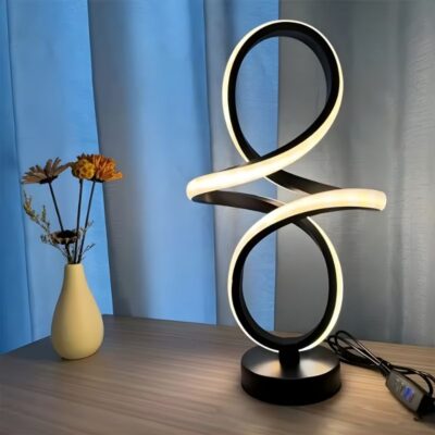 Lampe de table LED noire moderne design